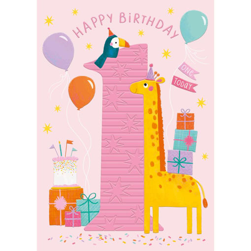 Picture of HAPPY BIRTHDAY ONE TODAY GIRAFFE
